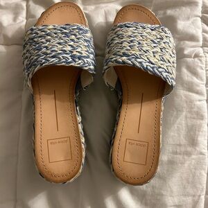 Dolce Vita Pazli platform Woven Blue and Cream Sandals size 9
